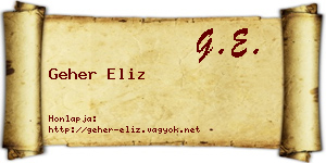 Geher Eliz névjegykártya